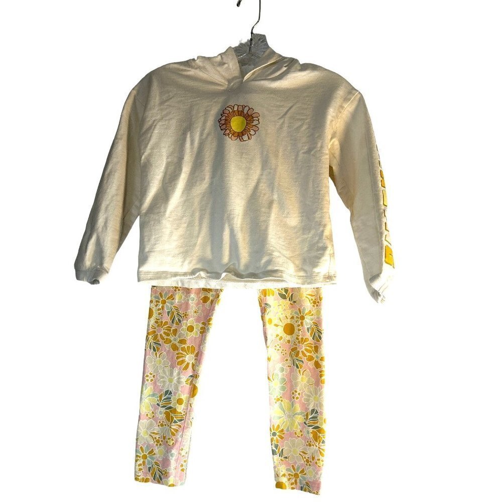 Carters Kids Girls Jogger Set Leggings Hoodie Pink Yellow Green Floral Size 10